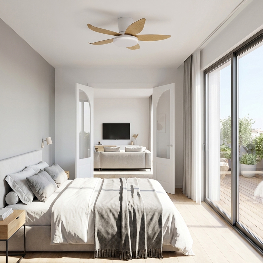 Brilagi - LED zatemljiv stropni ventilator LED/32W/230V 3000-6500K premer 95 cm bela/rjava + daljinski upravljalnik