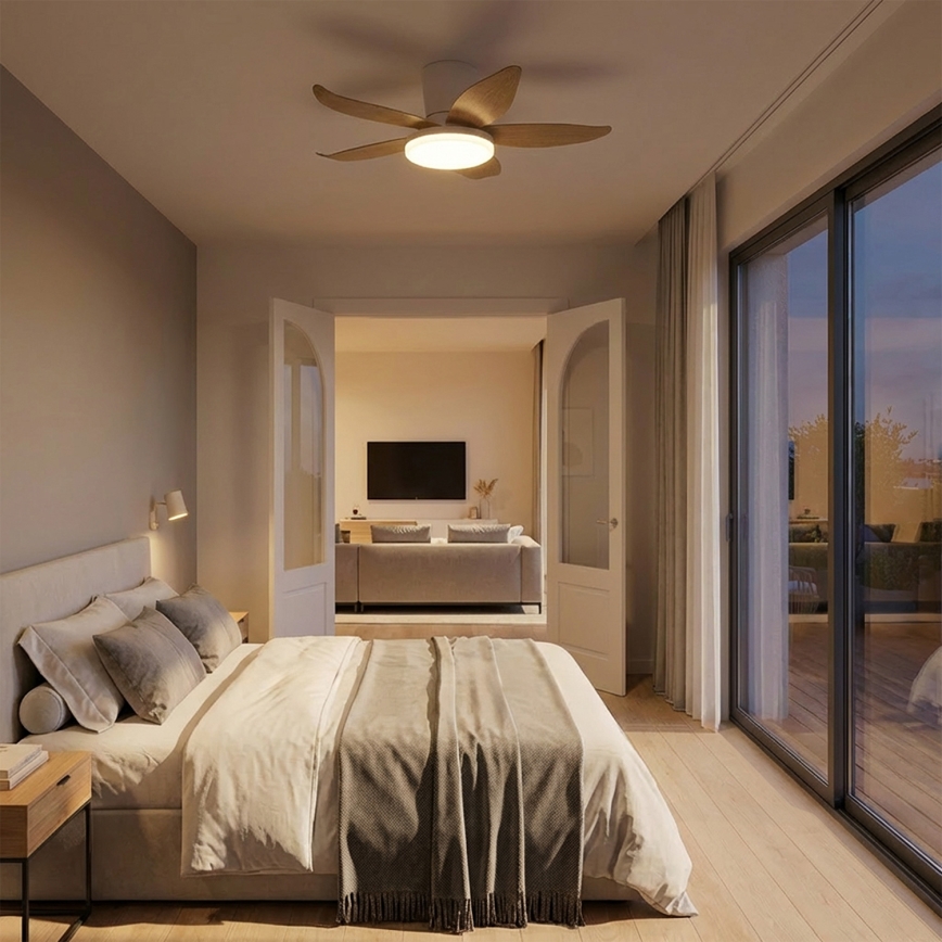 Brilagi - LED zatemljiv stropni ventilator LED/32W/230V 3000-6500K premer 95 cm bela/rjava + daljinski upravljalnik
