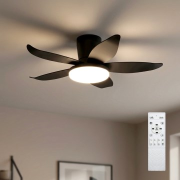 Brilagi - Zatemljiv LED stropni ventilator LED/32W/230V premer 95 cm črna + daljinski upravljalnik