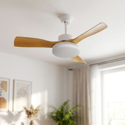 Brilagi - LED Zatemljiv stropni ventilator LED/34W/230V 106 cm bela/rjava + daljinski upravljalnik