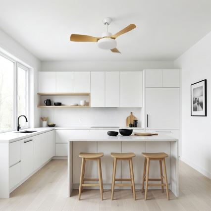 Brilagi - LED Zatemljiv stropni ventilator LED/34W/230V 106 cm bela/rjava + daljinski upravljalnik
