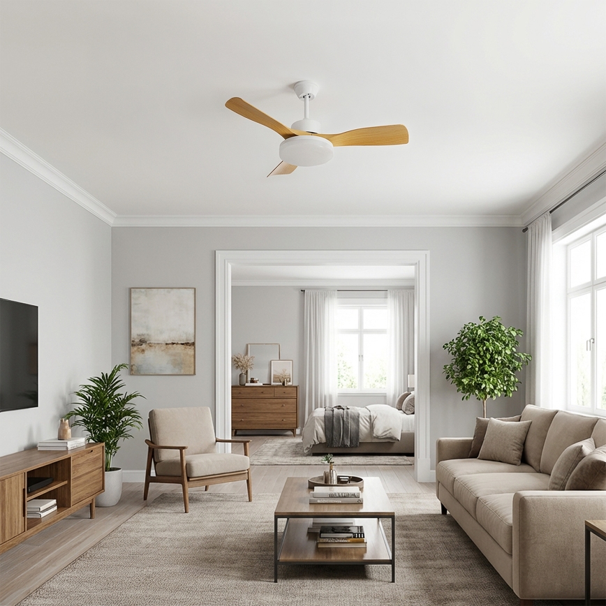 Brilagi - LED Zatemljiv stropni ventilator LED/34W/230V 106 cm bela/rjava + daljinski upravljalnik