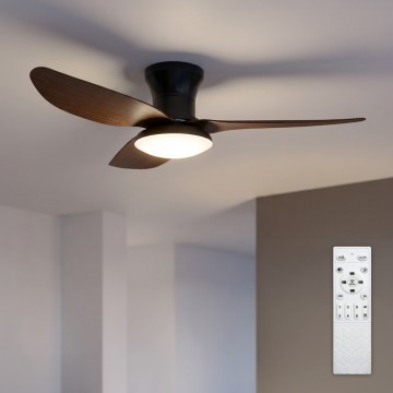 Brilagi - Zatemljiv LED stropni ventilator LED/38W/230V 100 cm črna/rjava + daljinski upravljalnik