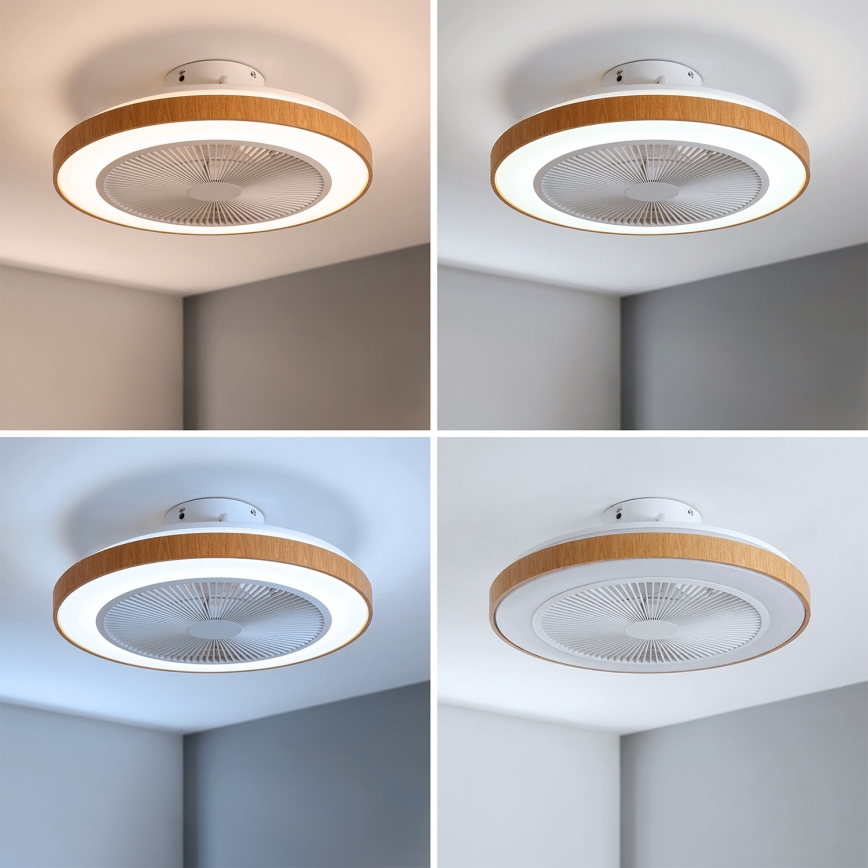 Brilagi - LED stropni ventilator z zatemnitvijo LED/38W/230V 50 cm bela/rjava + daljinski upravljalnik
