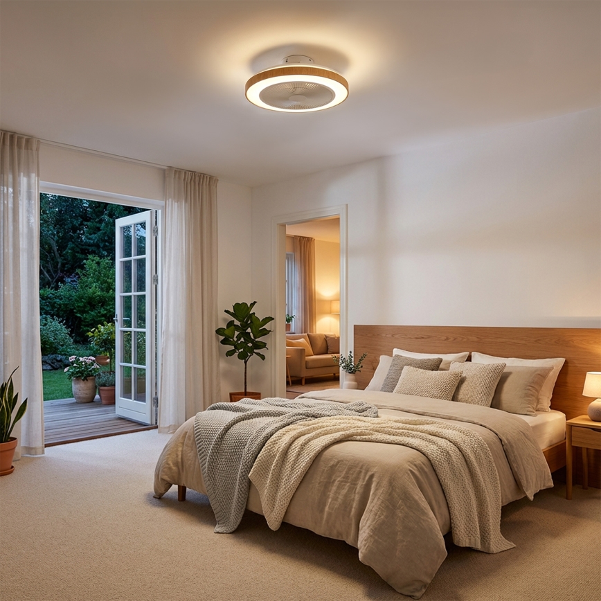 Brilagi - LED stropni ventilator z zatemnitvijo LED/38W/230V 50 cm bela/rjava + daljinski upravljalnik