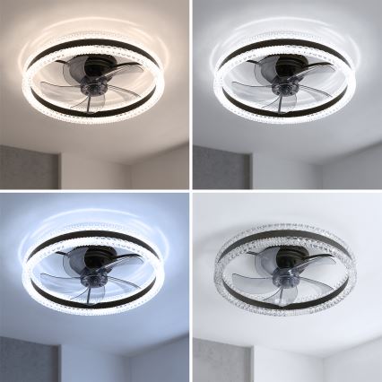 Brilagi - Zatemljiv LED stropni ventilator LED/62W/230V 3000-6500K premer 50 cm črna + daljinski upravljalnik