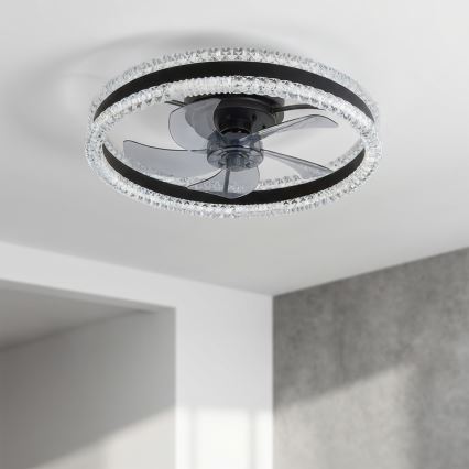 Brilagi - Zatemljiv LED stropni ventilator LED/62W/230V 3000-6500K premer 50 cm črna + daljinski upravljalnik