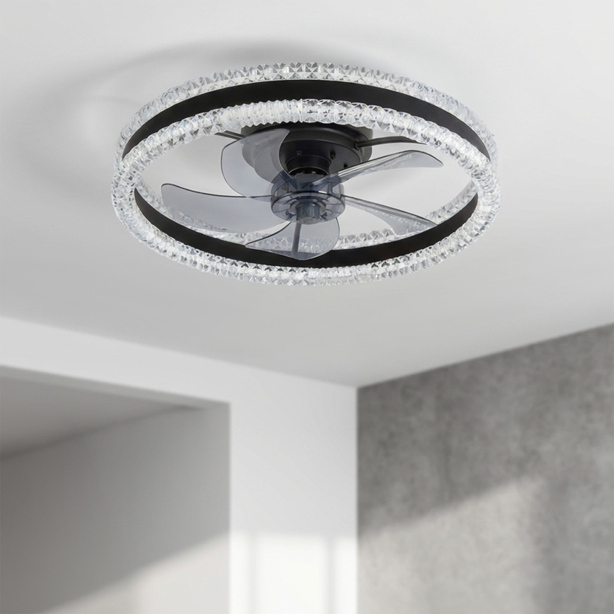 Brilagi - Zatemljiv LED stropni ventilator LED/62W/230V 3000-6500K premer 50 cm črna + daljinski upravljalnik