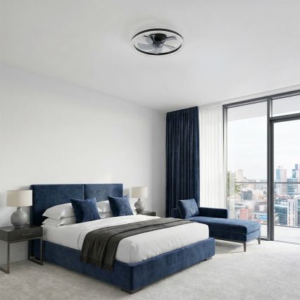 Brilagi - Zatemljiv LED stropni ventilator LED/62W/230V 3000-6500K premer 50 cm črna + daljinski upravljalnik