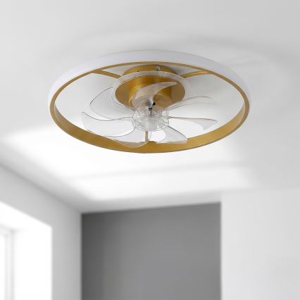 Brilagi - Zatemljiv LED stropni ventilator LED/66W/230V 3000-6500K premer 55 cm bela/zlata + daljinski upravljalnik