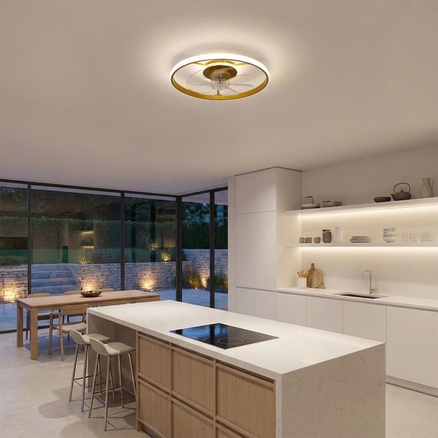 Brilagi - Zatemljiv LED stropni ventilator LED/66W/230V 3000-6500K premer 55 cm bela/zlata + daljinski upravljalnik