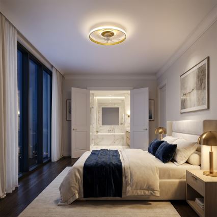 Brilagi - Zatemljiv LED stropni ventilator LED/66W/230V 3000-6500K premer 55 cm bela/zlata + daljinski upravljalnik