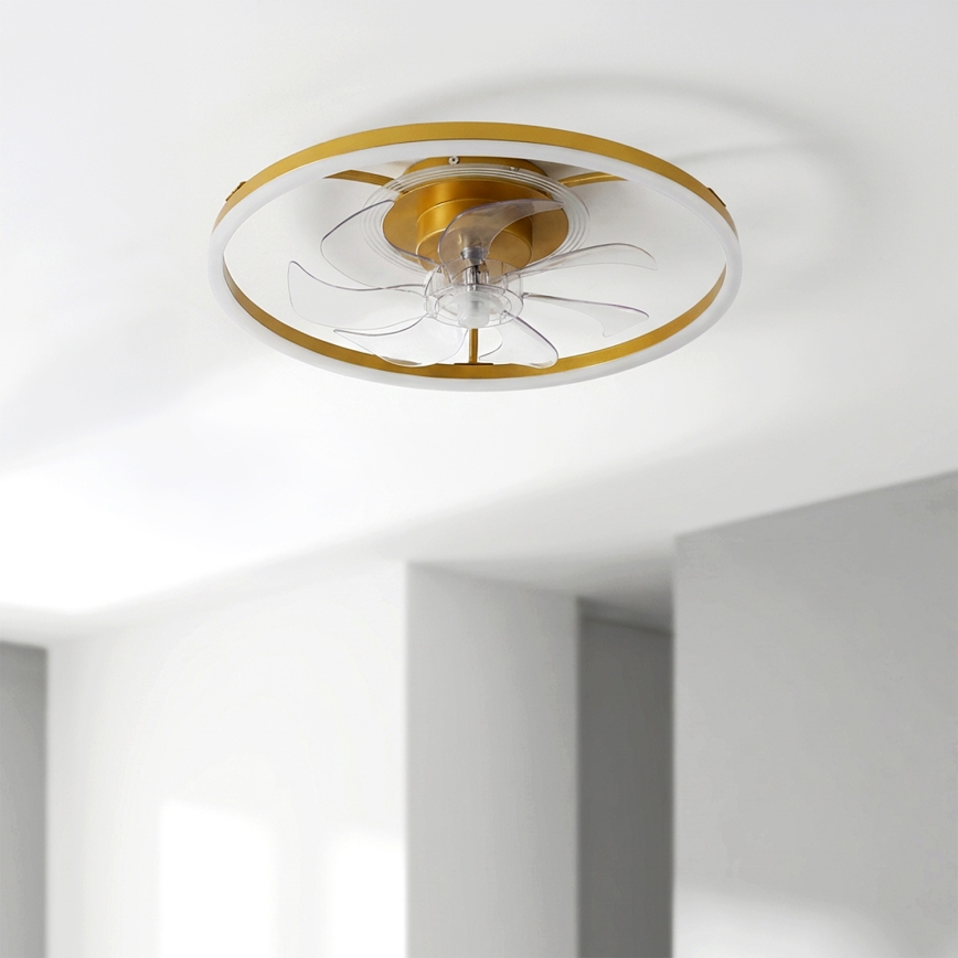 Brilagi - LED zatemljiv stropni ventilator LED/66W/230V 55 cm bela/zlata + daljinski upravljalnik