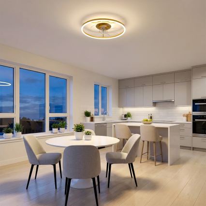 Brilagi - LED zatemljiv stropni ventilator LED/66W/230V 55 cm bela/zlata + daljinski upravljalnik