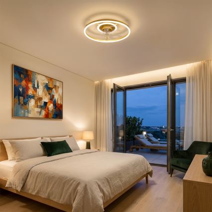 Brilagi - LED zatemljiv stropni ventilator LED/66W/230V 55 cm bela/zlata + daljinski upravljalnik