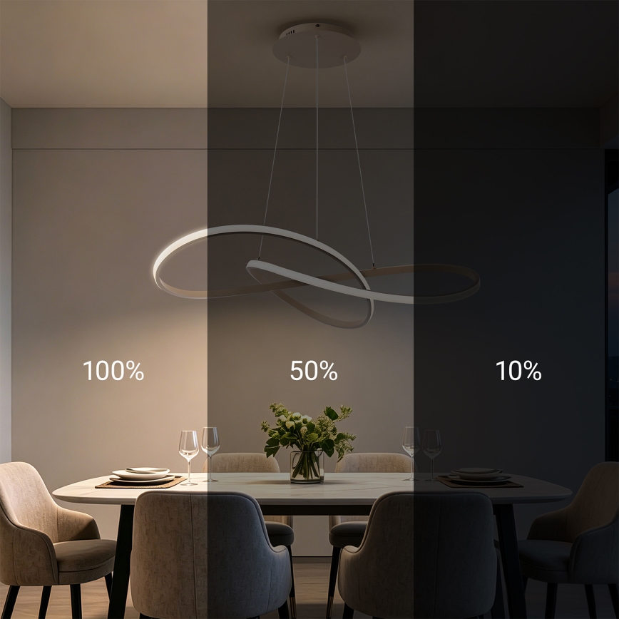 Brilagi - Zatemljiv LED lestenec na kablu INFINITY LED/80W/230V 3000-6000K 80x80 cm bež + daljinski upravljalnik