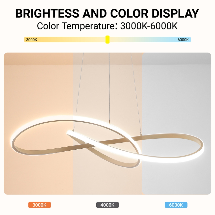 Brilagi - Zatemljiv LED lestenec na kablu INFINITY LED/80W/230V 3000-6000K 80x80 cm bež + daljinski upravljalnik