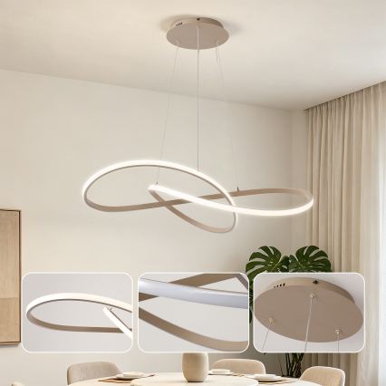 Brilagi - Zatemljiv LED lestenec na kablu INFINITY LED/80W/230V 3000-6000K 80x80 cm bež + daljinski upravljalnik