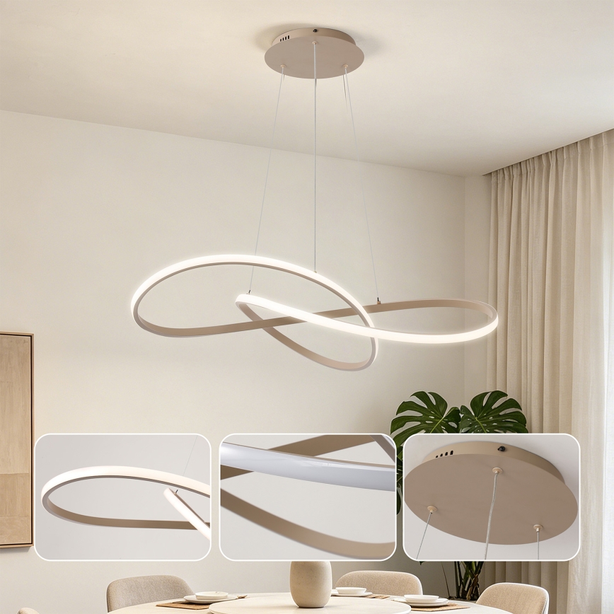 Brilagi - Zatemljiv LED lestenec na kablu INFINITY LED/80W/230V 3000-6000K 80x80 cm bež + daljinski upravljalnik