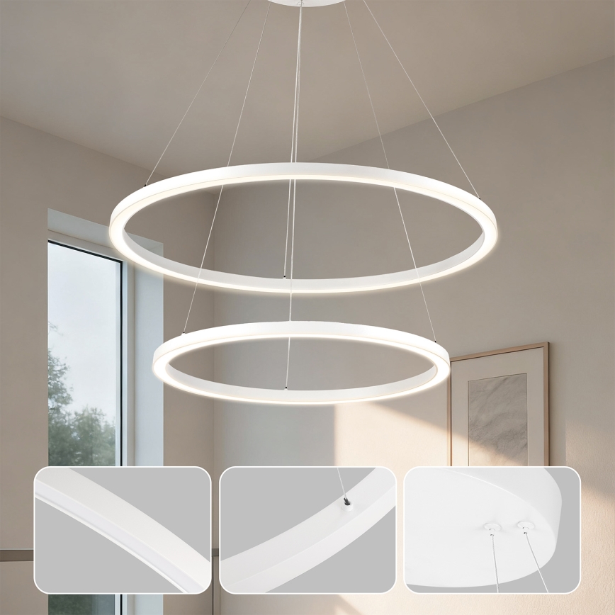 Brilagi - Zatemnjiv LED lestenec na kablu PORTOFINO LED/98W/230V 3000-6000K premer 80 cm bela + daljinski upravljalnik