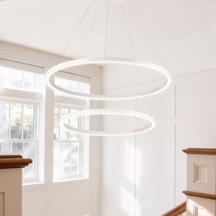 Brilagi - Zatemnjiv LED lestenec na kablu PORTOFINO LED/98W/230V 3000-6000K premer 80 cm bela + daljinski upravljalnik