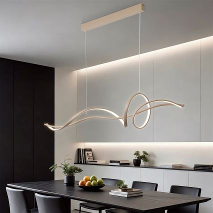Brilagi - LED zatemljiv lestenec na jekleni vrvici SIGNATURE LED/55W/230V 3000-6000K 120x23 cm bež + daljinski upravljalnik
