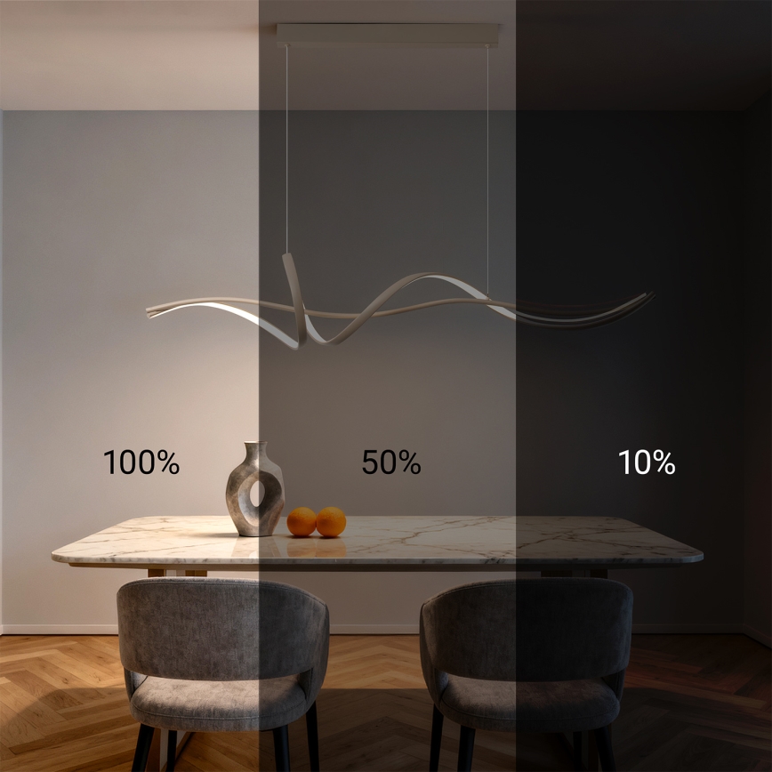 Brilagi - LED zatemljiv lestenec na jekleni vrvici SIGNATURE LED/55W/230V 3000-6000K 120x23 cm bež + daljinski upravljalnik