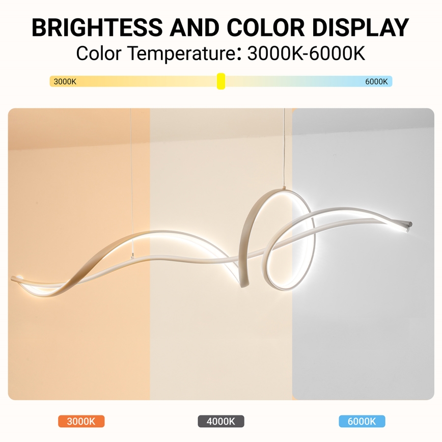 Brilagi - LED zatemljiv lestenec na jekleni vrvici SIGNATURE LED/55W/230V 3000-6000K 120x23 cm bež + daljinski upravljalnik