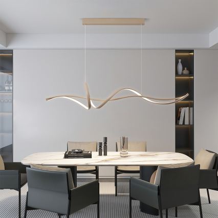 Brilagi - LED zatemljiv lestenec na jekleni vrvici SIGNATURE LED/55W/230V 3000-6000K 120x23 cm bež + daljinski upravljalnik