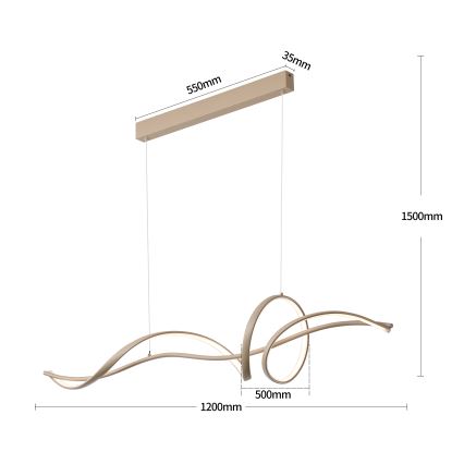 Brilagi - LED zatemljiv lestenec na jekleni vrvici SIGNATURE LED/55W/230V 3000-6000K 120x23 cm bež + daljinski upravljalnik