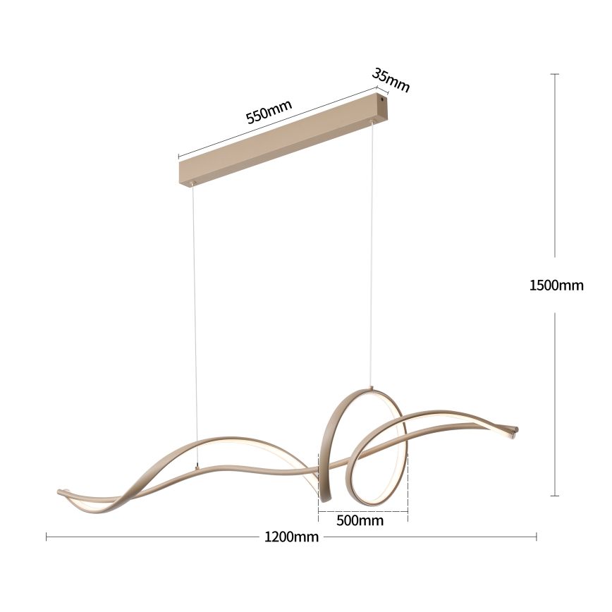 Brilagi - LED zatemljiv lestenec na jekleni vrvici SIGNATURE LED/55W/230V 3000-6000K 120x23 cm bež + daljinski upravljalnik
