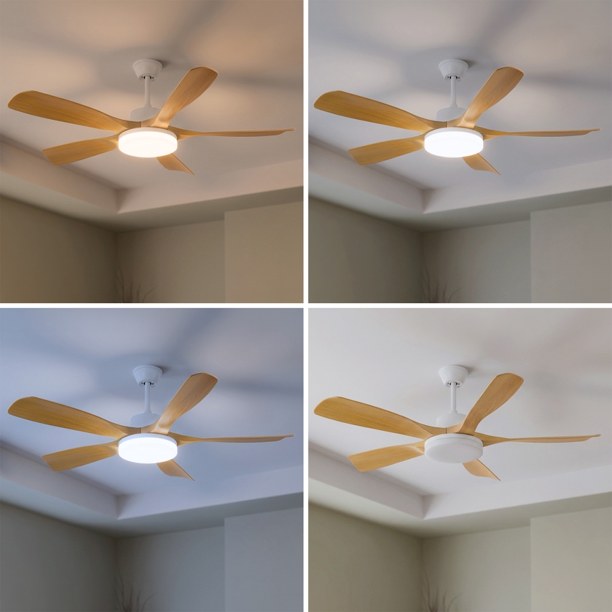 Brilagi - LED zatemljiv stropni ventilator 34 W/230 V, 3000–6500 K, premer 132 cm, bela/rjava + daljinski upravljalnik