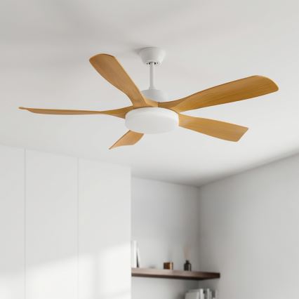 Brilagi - LED zatemljiv stropni ventilator 34 W/230 V, 3000–6500 K, premer 132 cm, bela/rjava + daljinski upravljalnik