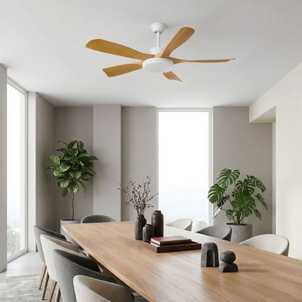 Brilagi - LED zatemljiv stropni ventilator 34 W/230 V, 3000–6500 K, premer 132 cm, bela/rjava + daljinski upravljalnik