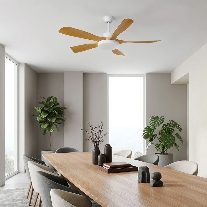 Brilagi - LED zatemljiv stropni ventilator 34 W/230 V, 3000–6500 K, premer 132 cm, bela/rjava + daljinski upravljalnik