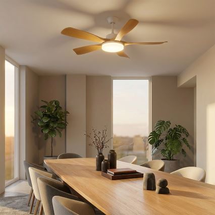 Brilagi - LED zatemljiv stropni ventilator 34 W/230 V, 3000–6500 K, premer 132 cm, bela/rjava + daljinski upravljalnik