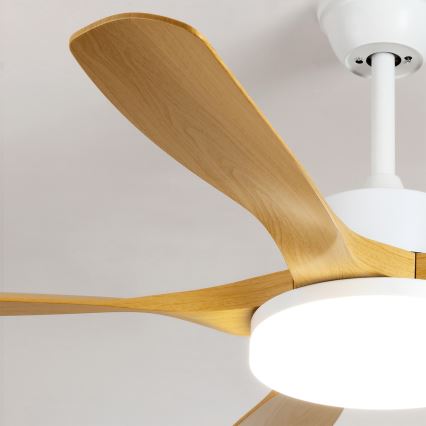 Brilagi - LED zatemljiv stropni ventilator 34 W/230 V, 3000–6500 K, premer 132 cm, bela/rjava + daljinski upravljalnik