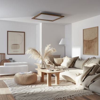 Brilagi - Zatemnjevalna LED stropna svetilka SLIMFRAME WOOD LED/58W/230V 64x64 cm 3000-6000K rjava + daljinski upravljalnik