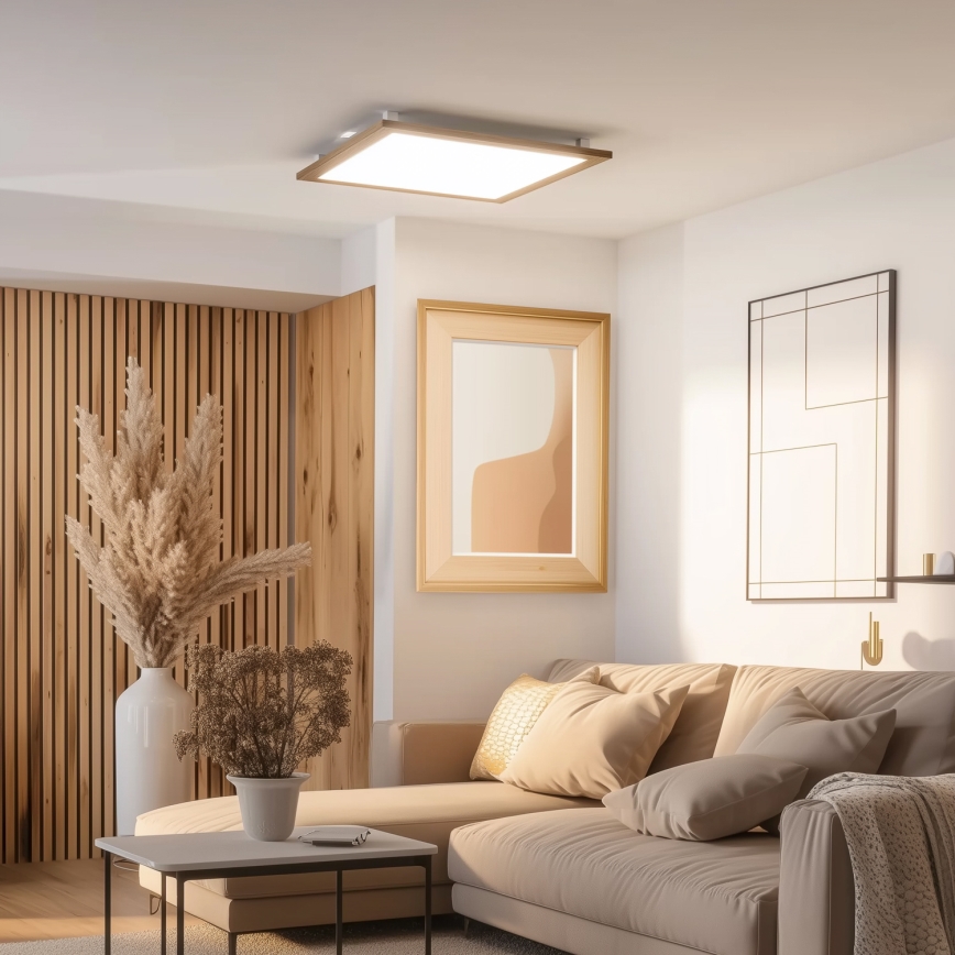 Brilagi - Zatemnjevalna LED stropna svetilka SLIMFRAME WOOD LED/58W/230V 64x64 cm 3000-6000K rjava + daljinski upravljalnik