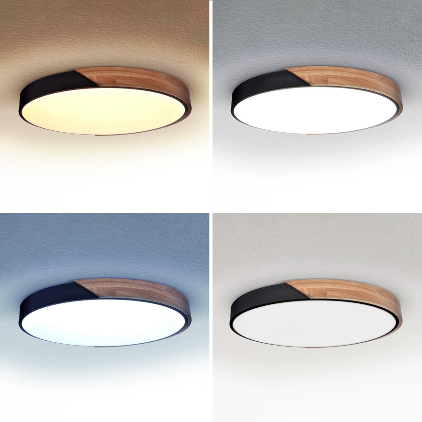 Brilagi - LED zatemnljivo stropno svetilo PILANA LED/60W/230V 3000-6500K hrast/črna Ø 60 cm + daljinski upravljalnik