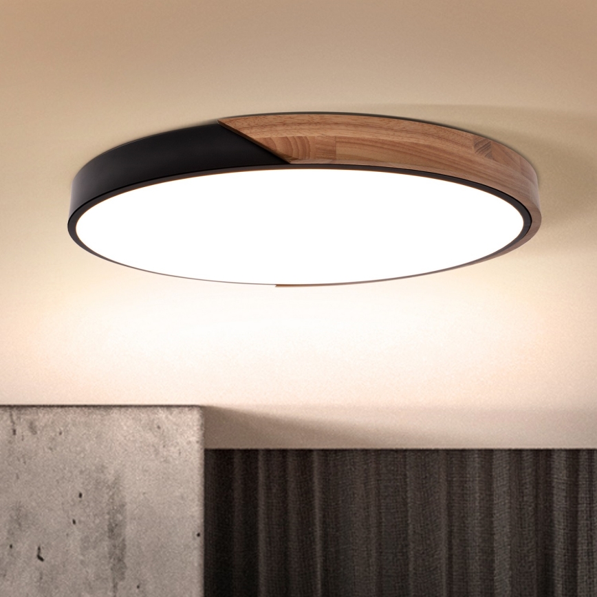 Brilagi - LED zatemnljivo stropno svetilo PILANA LED/60W/230V 3000-6500K hrast/črna Ø 60 cm + daljinski upravljalnik