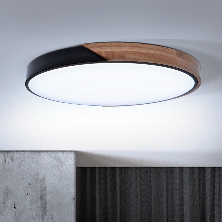 Brilagi - LED zatemnljivo stropno svetilo PILANA LED/60W/230V 3000-6500K hrast/črna Ø 60 cm + daljinski upravljalnik