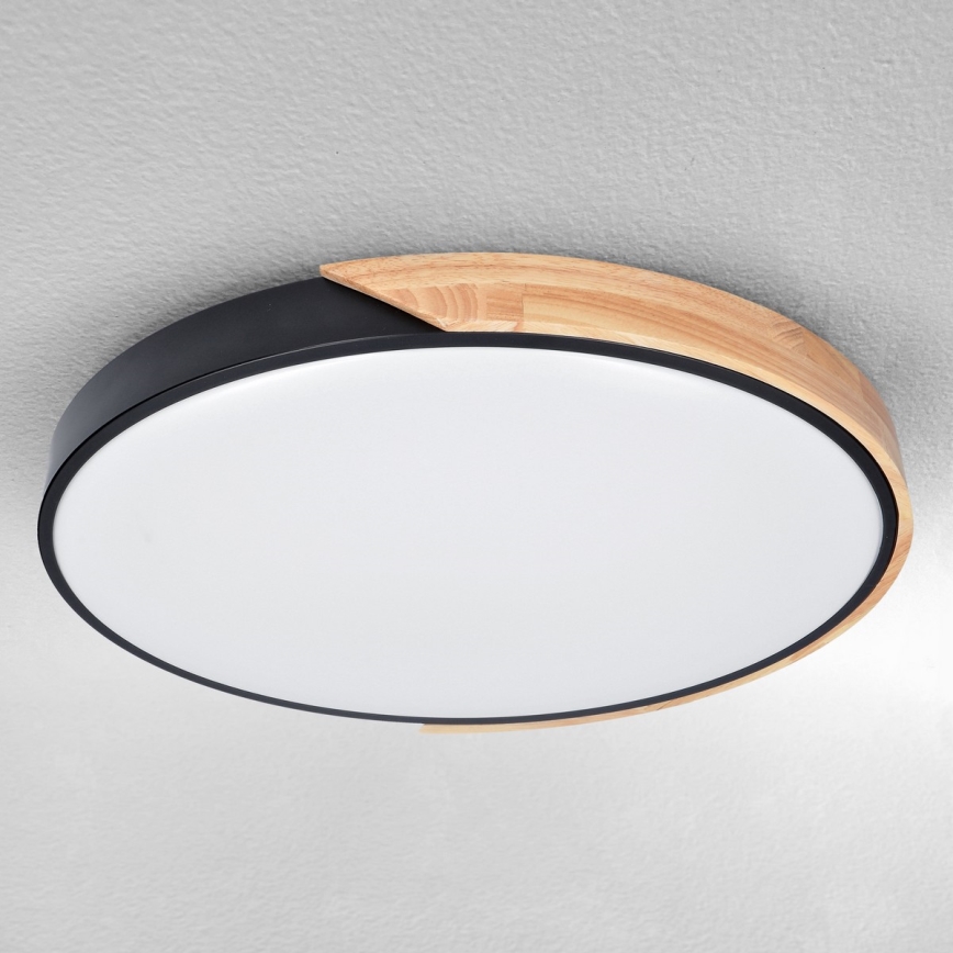 Brilagi - LED zatemnljivo stropno svetilo PILANA LED/60W/230V 3000-6500K hrast/črna Ø 60 cm + daljinski upravljalnik