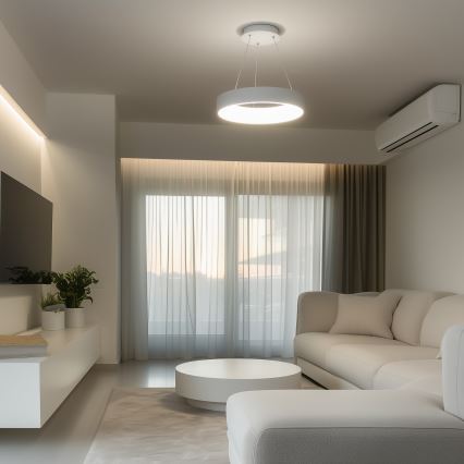 Brilagi - Zatemljiv viseči lestenec na kablu FALCON LED/80W/230V 3000-6500K premer 60 cm bela + daljinski upravljalnik