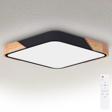 Brilagi - Zatemnjevalna LED stropna svetilka PILANA LED/60W/230V 3000-6500K hrast/črna 56x56 cm + daljinski upravljalnik