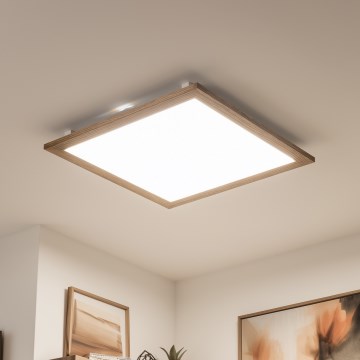 Brilagi - Zatemnjevalna LED stropna svetilka SLIMFRAME WOOD LED/58W/230V 64x64 cm 3000-6000K rjava + daljinski upravljalnik