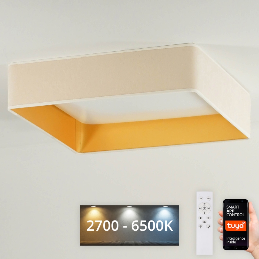 Brilagi - Zatemnjevalna LED stropna svetilka VELVET SQUARE SMART LED/36W/230V 60x60 cm 2700-6500K Wi-Fi Tuya + daljinski upravljalnik kremna