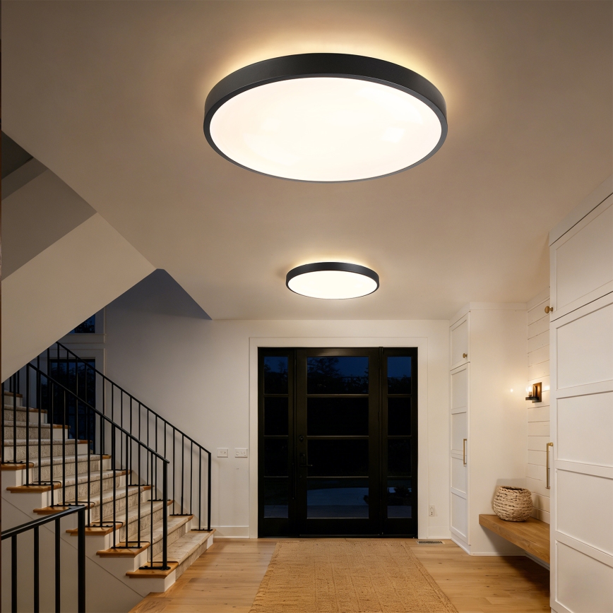 Brilagi - Zatemnjiva LED stropna svetilka GLASS POOL DOUBLE LED/80W/230V 3000-6000K 60 cm črna + daljinski upravljalnik