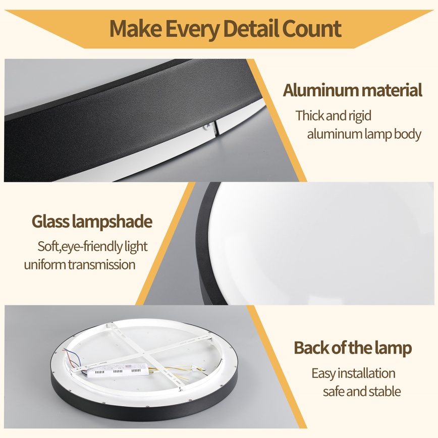 Brilagi - Zatemnjiva LED stropna svetilka GLASS POOL DOUBLE LED/80W/230V 3000-6000K 60 cm črna + daljinski upravljalnik