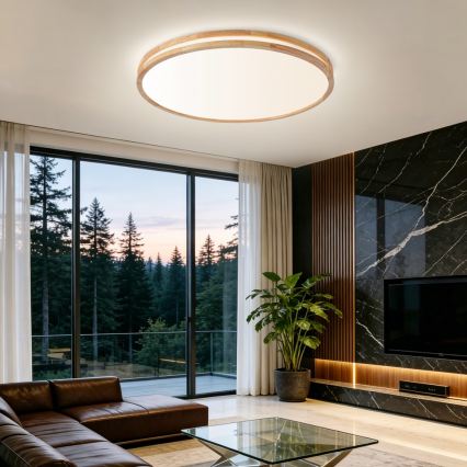Brilagi - Zatemnjiva LED stropna svetilka MOLINA LED/100W/230V 3000-6000K hrast, premer 80 cm + daljinski upravljalnik